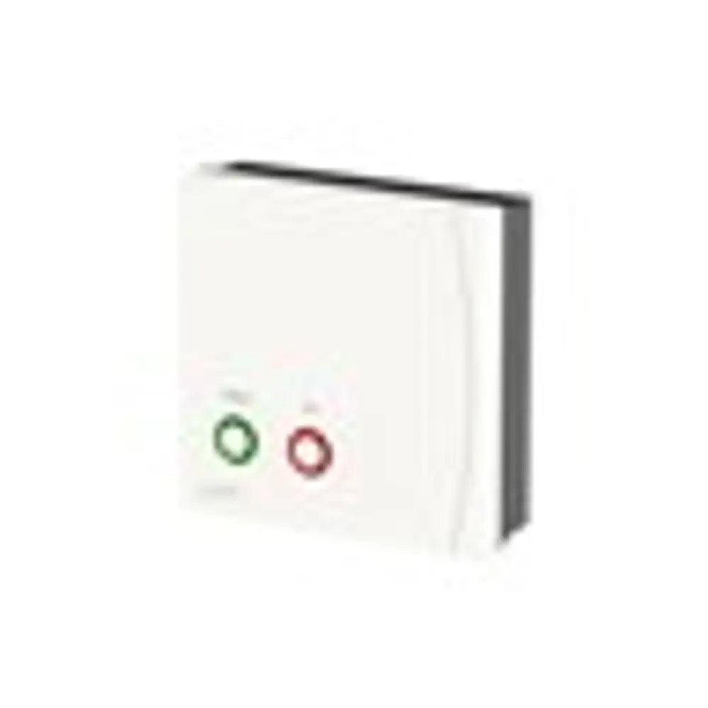 Danfoss Gerät mit weißen Gehäuse und zwei LEDs (grün und rot) zur Anzeige von Status oder Fehlermeldungen. Funktioniert zur Regelung der Wärmeanforderung.